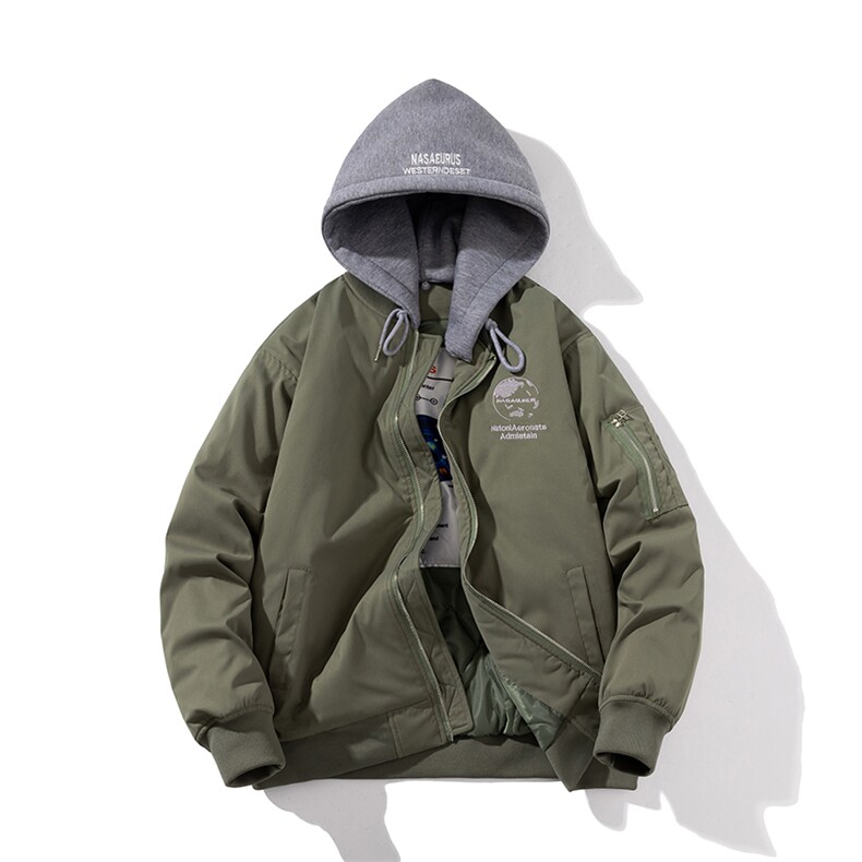 现货三色秋冬季潮牌夹克棉衣棒球服欧美街头飞行员外套情侣装,男装棉衣,电商A105