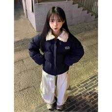 女风刺绣字母翻领羊羔毛字棉衣ZM0124-P85，男装棉衣，星座313A(原308A-2)