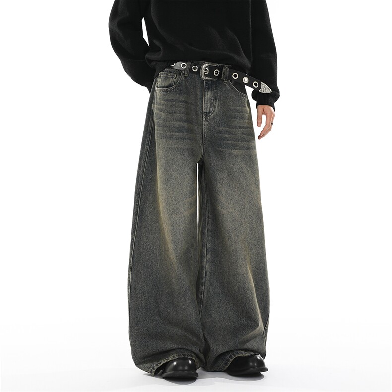 xz905-2-Z084#P65-（控98）美式宽松阔腿牛仔裤，男装牛仔裤，星座905-2