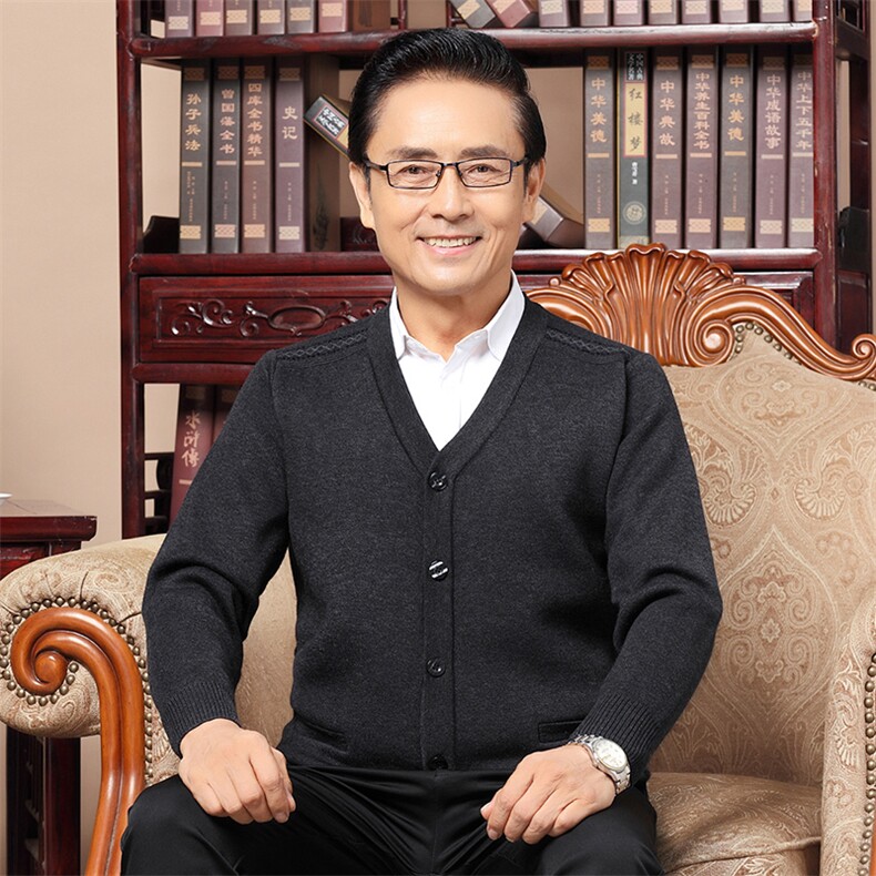 2023秋季新款中年男士针织开衫爸爸装中老年男士加厚毛衣外套,男装针织衫/毛衣,电商B212（原钱塘6029）