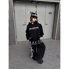 侧条纹拼色抽绳新款宽松百搭高腰显瘦阔腿长裤潮CAW33，男装休闲裤，星座516A
