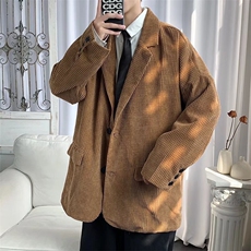 灯芯绒华夫格西装外套男ins港风复古宽松上衣秋款J2055P60，男装西服，星座1116-2