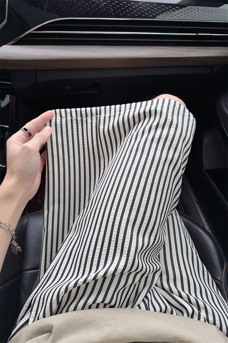 B221美式ins高街暗黑条纹短裤五分裤LK25471-特P18控38,男装休闲裤,电商B221