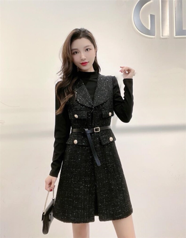 现货秋冬连衣裙两件套，女装连衣裙，嘉利得