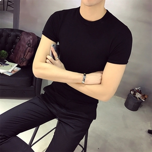 【常年有货】5111夏季休闲潮流百搭纯色圆领修身纯棉短袖T恤男p30图片