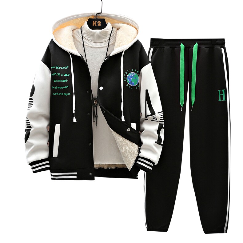 新款冬季卫衣棒球服连帽夹克男装青少年运动休闲套装DF316-2P85,男装休闲套装,电商A086