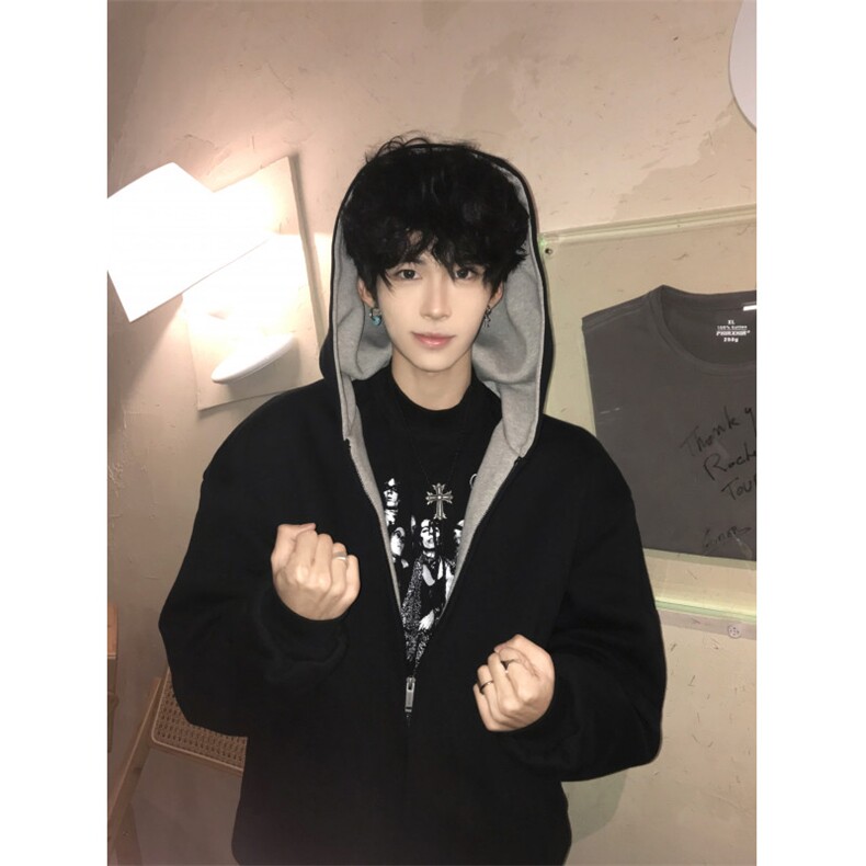 L02CC-特P60双拉链短款连帽开衫卫衣外套男,女装短外套,星座1007（原301D）