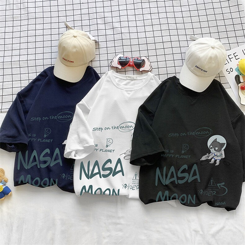 Q11187-P30NASA春夏季七分袖t恤男大码五分袖男短袖中袖小清新,男装T恤,电商A040