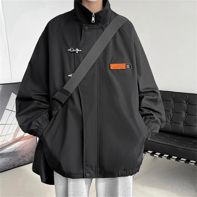 JK102/P65春装现货新款设计感金属飞机扣夹克男防水大码宽松外套，男装夹克，电商基地A050