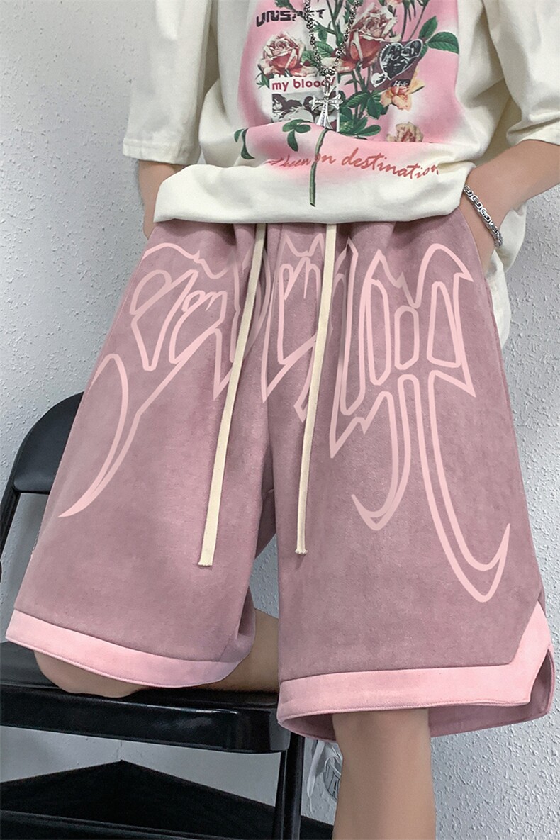 麂皮绒休闲短裤男抽象印花抽绳五分裤子B239-1508-P43控价59,男装休闲裤,星座514-2(原B239)