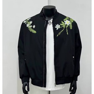 美式飞行员潮牌情侣字母印花夹克外套拉链宽松百搭舒适棒球服男女图片