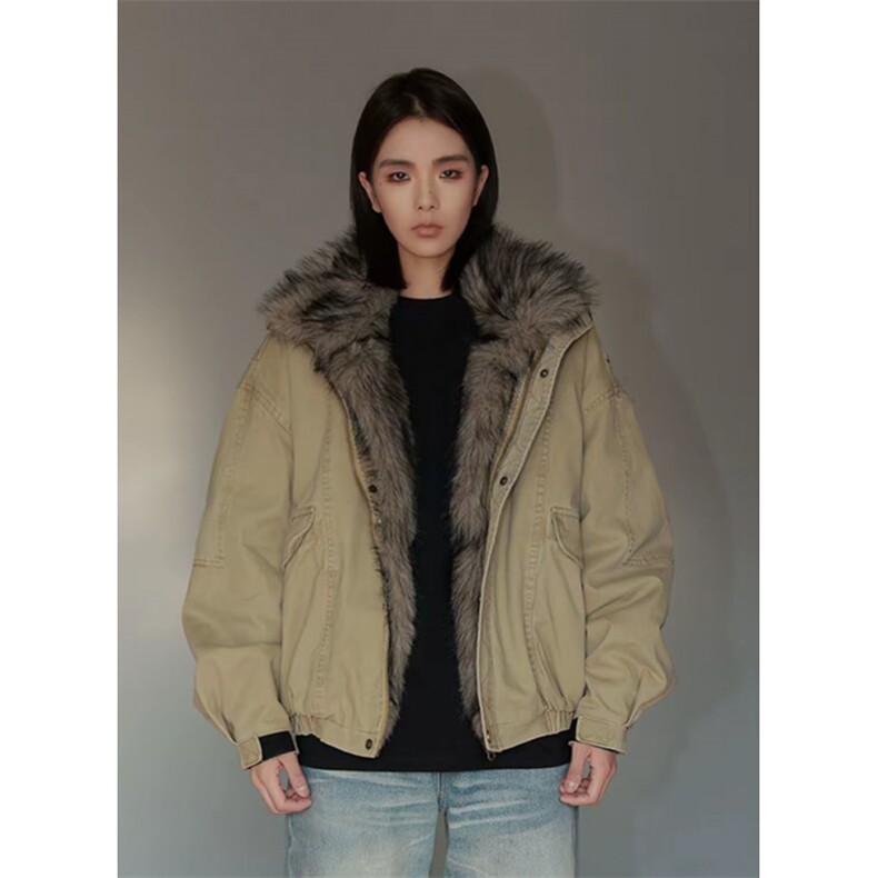 706-1-MY9378-P138现货冬季狼王座山雕可拆卸毛领加厚棉衣外套,男装棉衣,星座706-1