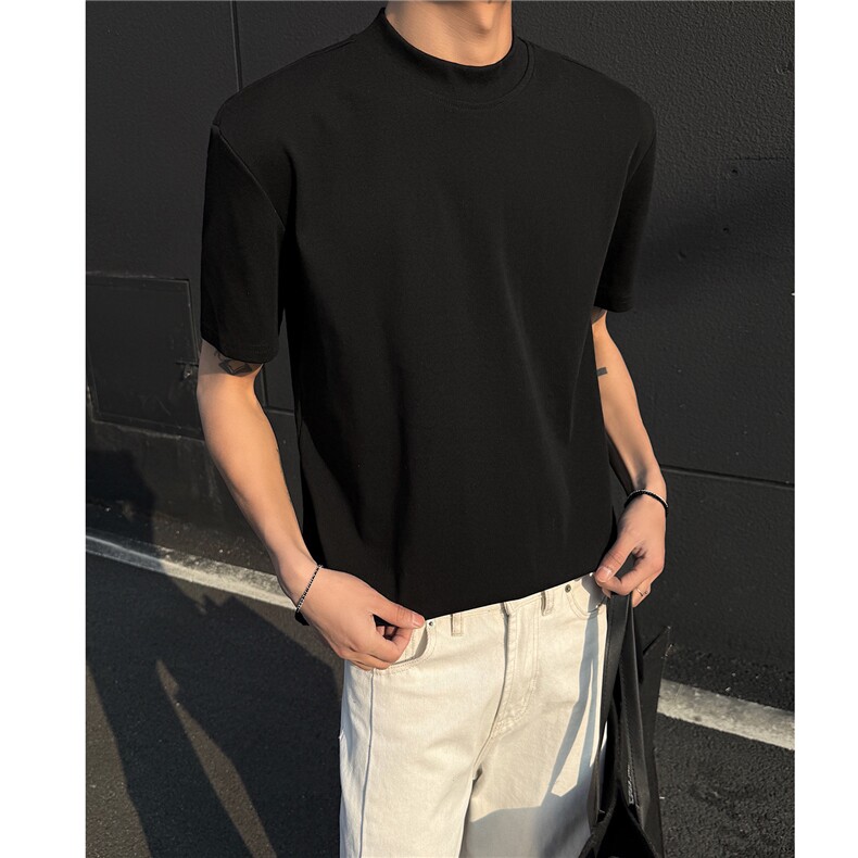 2026夏装曼巴棉重磅半高领合身打底衫短袖T恤男潮H1068特P22，男装T恤，电商A341