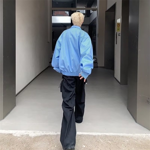 美式外套男生短款潮牌秋季条纹拉链衬衫外套 HY651 P63图片