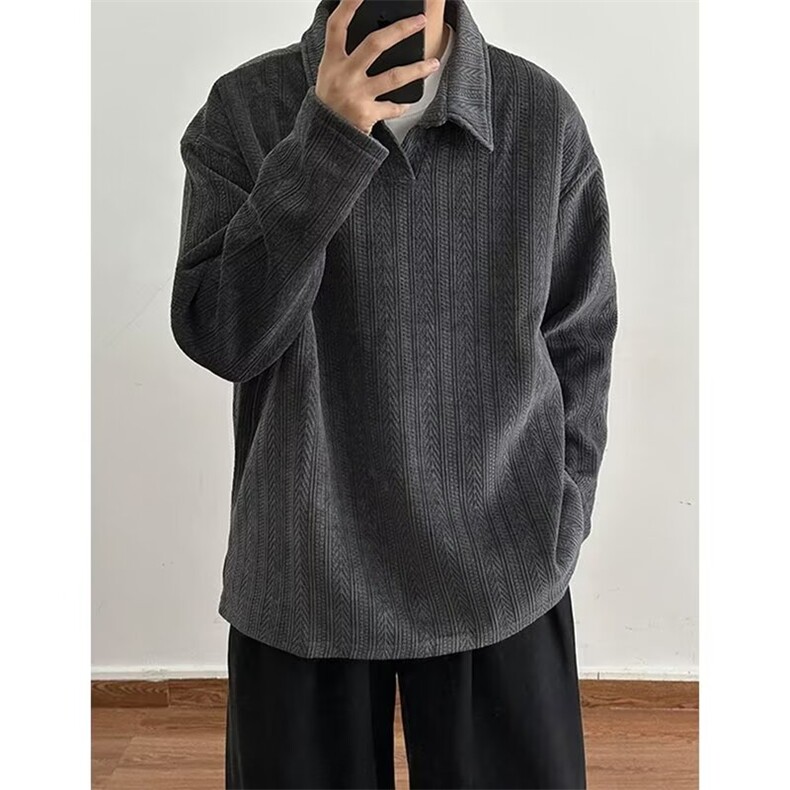 JT554-P49日系cityboy华夫格polo衫男高级感宽松翻领t恤小香风,男装Polo衫,电商B323A