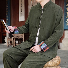 男士外套灯芯绒夹克盘扣立领唐装风XZ1512-2502单夹克-P80，男装夹克，星座1512