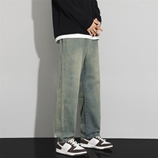 阔腿牛仔裤男秋季新款美式宽松直筒长裤水洗做旧休闲裤子TG77-P50，男装牛仔裤，星座509