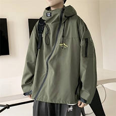 2024新款连帽拉链冲锋衣日系流行男宽松型夹克长袖W6172-P60，男装夹克，星座512-3