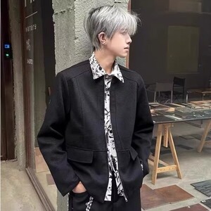 HT163-P75 美式复古工装2025春装新款男士外套情侣潮牌假两件夹克图片