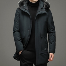 冬季新款中年男士白鸭绒连帽羽绒服男爸爸冬装外套TLM2331-P295，男装羽绒服，电商B212（原钱塘6029）