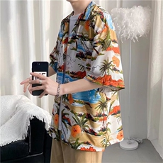短袖衬衫春款男港风潮流弹力C1309P30，男装衬衫，星座1116-2