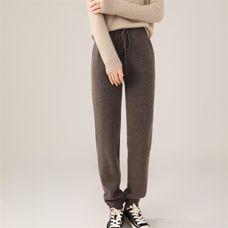 2024秋款纯色抽绳卫裤女宽松显瘦百搭休闲裤，女装休闲裤，富泽羊绒