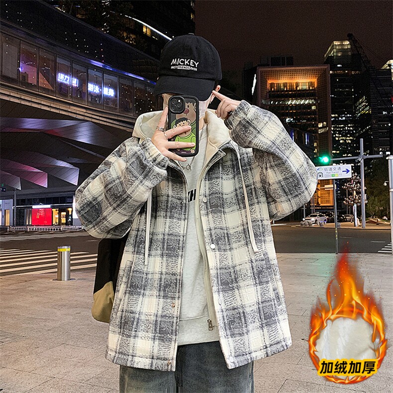 冬季男士加棉假两件格子夹克港风大码加厚棉衣外套,男装夹克,星座1206（原A206）