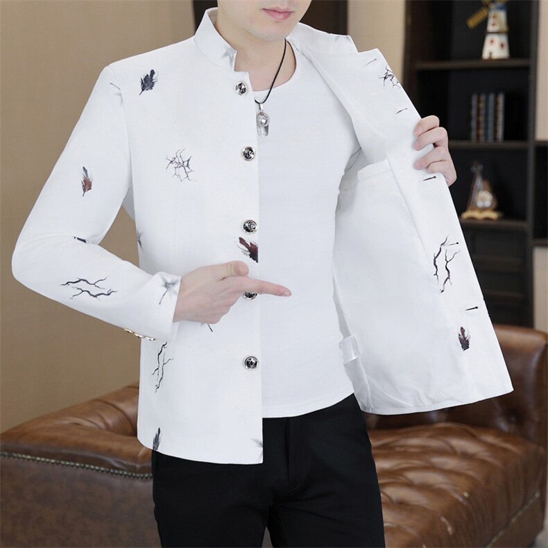 XF508-P80男士印花小西装男韩版修身立领中山装休闲西服薄款,男装西服,星座507A（原星座306B-2）