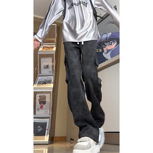 美式潮流vibe运动休闲裤痞帅潮牌松紧腰工装裤子K589TP38无差价图片