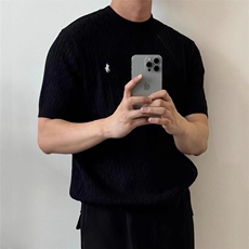 刺绣小马标老钱风潮男冰丝凉感针织衫T恤短袖T扭绳透气MZ793-P47，男装T恤，星座412-3