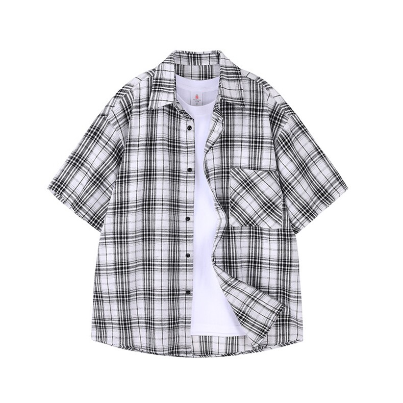 格子短袖袖衬衫深度库存当天配齐跑量款DS-C323-1-CS808-TP28,男装衬衫,电商C323-1