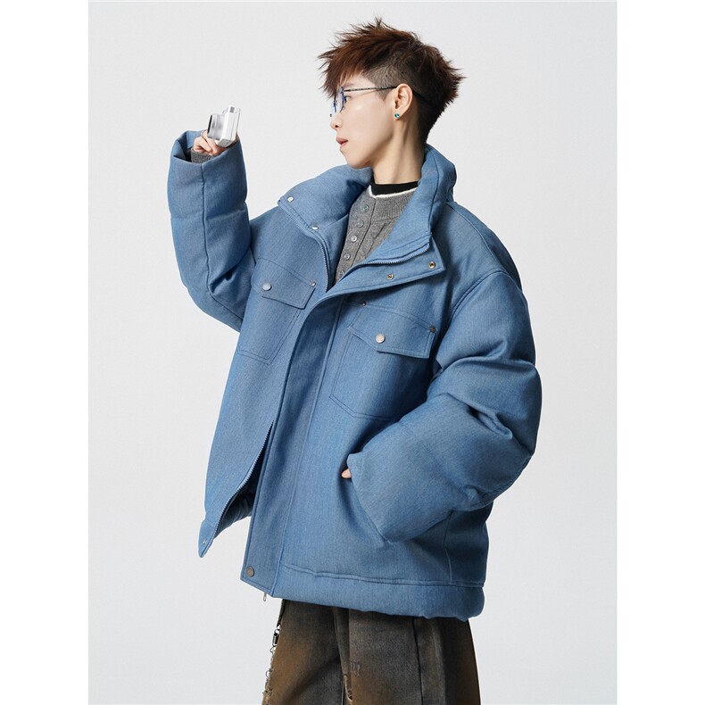 高级感仿牛仔棉衣加厚保暖美式复古立领棉服A170-M913-P138控188,男装棉衣,电商A170
