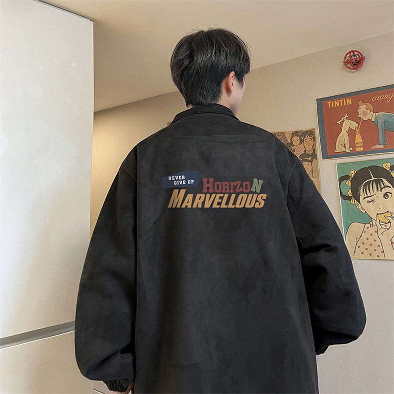 麂皮绒夹克男大码立领褂子外套JK85384-P68加绒款-P78,男装夹克,电商A040