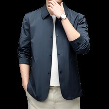 长袖夹克男薄款翻领上衣2023秋季新款男装中青年商务休闲时尚外套，男装夹克，电商B212（原钱塘6029）