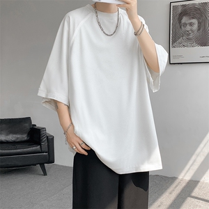 8XL-M 特大码日系复古山西速干镂空拼接短袖T恤上衣男DX319P50图片