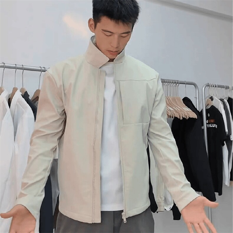老钱风教练夹克翻领冲锋衣男女美式复古纯色休闲宽松工装飞行外套,男装夹克,电商A443