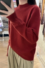 女士秋冬纯色圆领长袖，女装羊毛衫，朝思羊绒