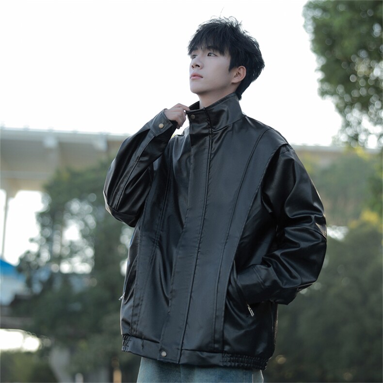 现货2025秋季新款皮衣外套男宽松PU皮夹克JK719-P85，男装皮衣，星座1209-2