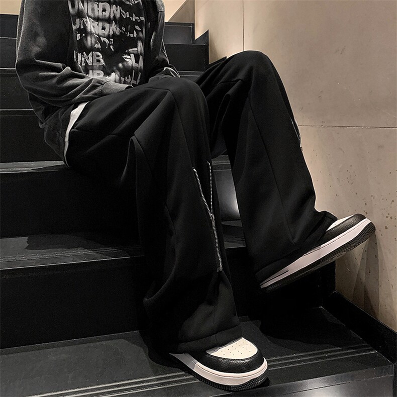 K3021-P35高街宽松百搭拉链个性直筒休闲裤,男装休闲裤,星座1501-1