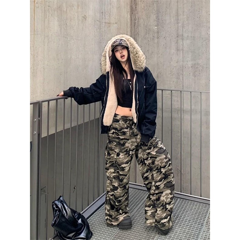 现货重磅boxy短款棉衣座山雕大毛毛领男女棉服水洗工装厚外套,男装棉衣,电商A486