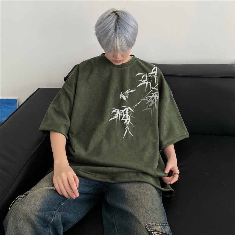 得物抖音直播高品质麂皮绒风印花宽松短袖djp298-特批23控39,男装T恤,星座605(原A050)