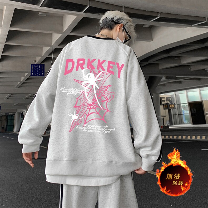 抖音得物高品质重磅全棉二开支持退换360克宽松织带圆领卫衣0503,男装卫衣,电商A486