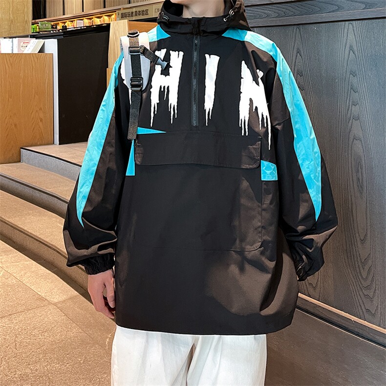 秋款港风印花男士休闲夹克套头连帽上衣外套潮A071-Y295-P80,男装夹克,电商A071