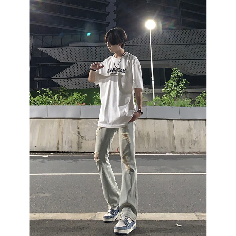 夏季美式高街ins小众破洞牛仔裤货号K755P6578,男装牛仔裤,电商A063