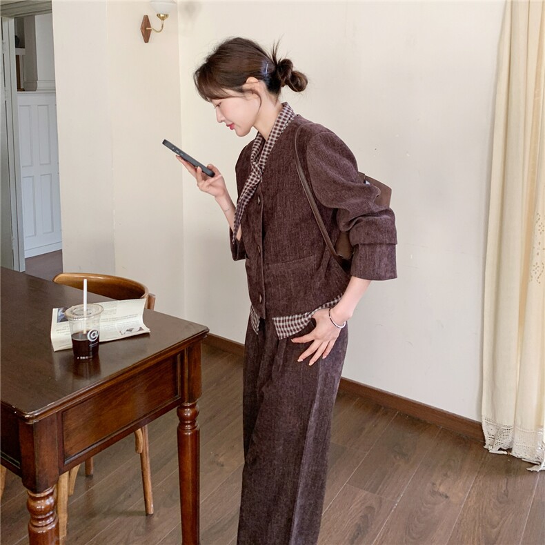 现货新款假两件上衣阔腿裤两件套26159P180K278,女装套装/套裙,2D035