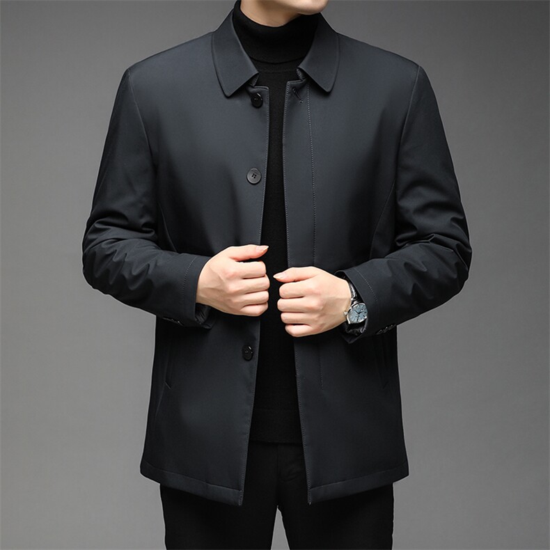 中年男士商务休闲羽绒服爸爸装冬季新款加厚保暖男装白鸭绒外套图片