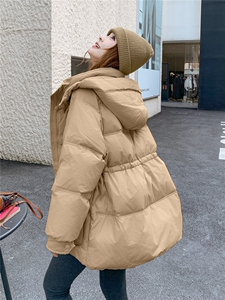 现货【90%白鸭绒】冬季新款宽松休闲立领连帽新g标90中长款羽绒服图片