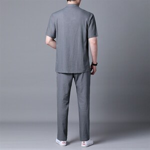 BETZ08钱塘2020-2夏季亚麻男士短袖中式唐装套装精品P115，男装中老年男装，钱塘207-2