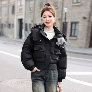 欧货潮牌短款羽绒服女2025冬季新款白鸭绒加厚宽松连帽面包服外套图片