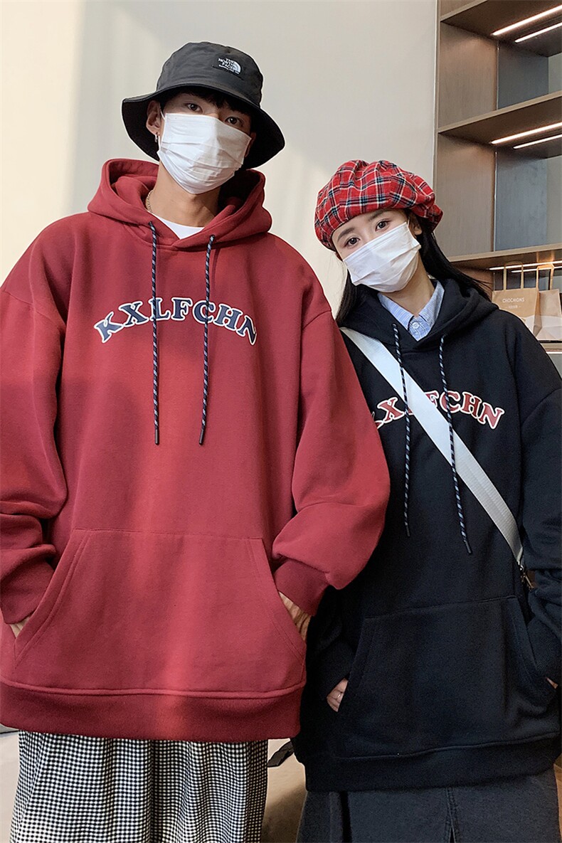 抖音品质情侣装秋冬装宽松加厚连帽套头加绒卫衣G1028P68男,男装卫衣,电商A339